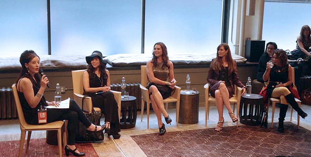 L-R: Moderator Anna Merlan, Rosie Perez, Brooke Shields and Daphne Rubin-Vega